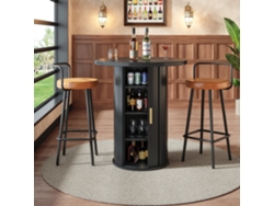 Mesa alta de bar redonda 91,6 cm - almacenaje, armario integrado, MDF efecto madera, carga 75 kg, bar/salón - negro