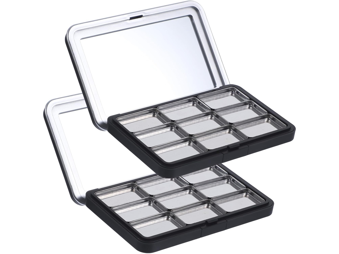 2 Ensembles Boîte De Rangement Vide Para Palettes De Fards À Paupières Y Blush Grosse Capacité, ...