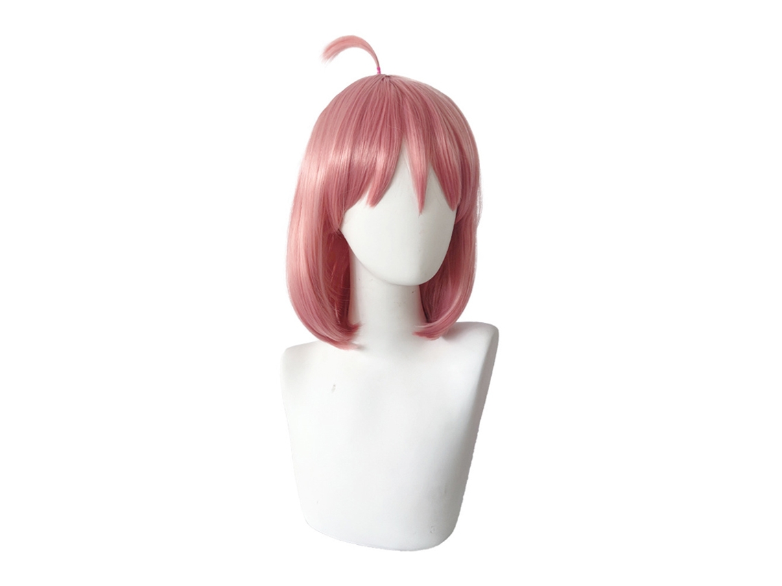 Peluca De Cosplay Anime Rosa Corta Y Recta Para Niñas Con Flequillo De Fibra Sintética Resistente Al Calor