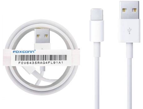 Cable FOXCONN Certificación MFI para iPhone 8 Plus (Lightning - 1 m - Blanco)