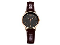 Reloj De Pulsera De Cuarzo Para Mujer Con Correa Informal De Pu (negro)