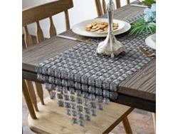 Rebe-mantel De Mesa 30x183 Cm Decoración Con Flores Brillo, Gris Plata