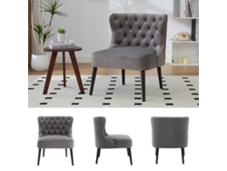 Sillón Individual - Sin Brazos Con Botones Y Tachuelas, Diseño Moderno - Gris