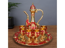 Juego De Vino (dorado Y Rojo), Decoración Para El Hogar Estilo Corte