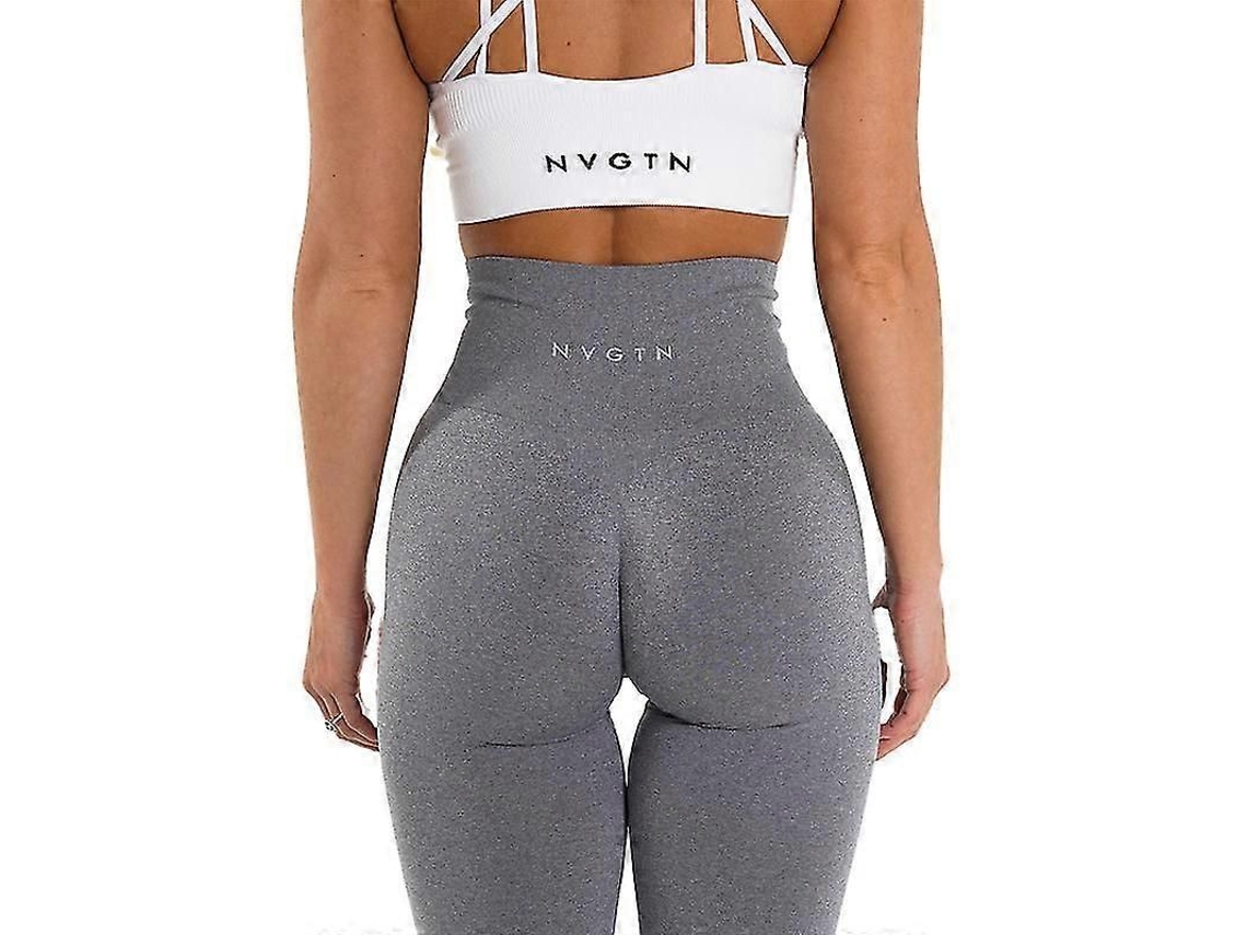 Leggings sin costuras, deportivos, elásticos, transpirables, gris claro | Sin marca