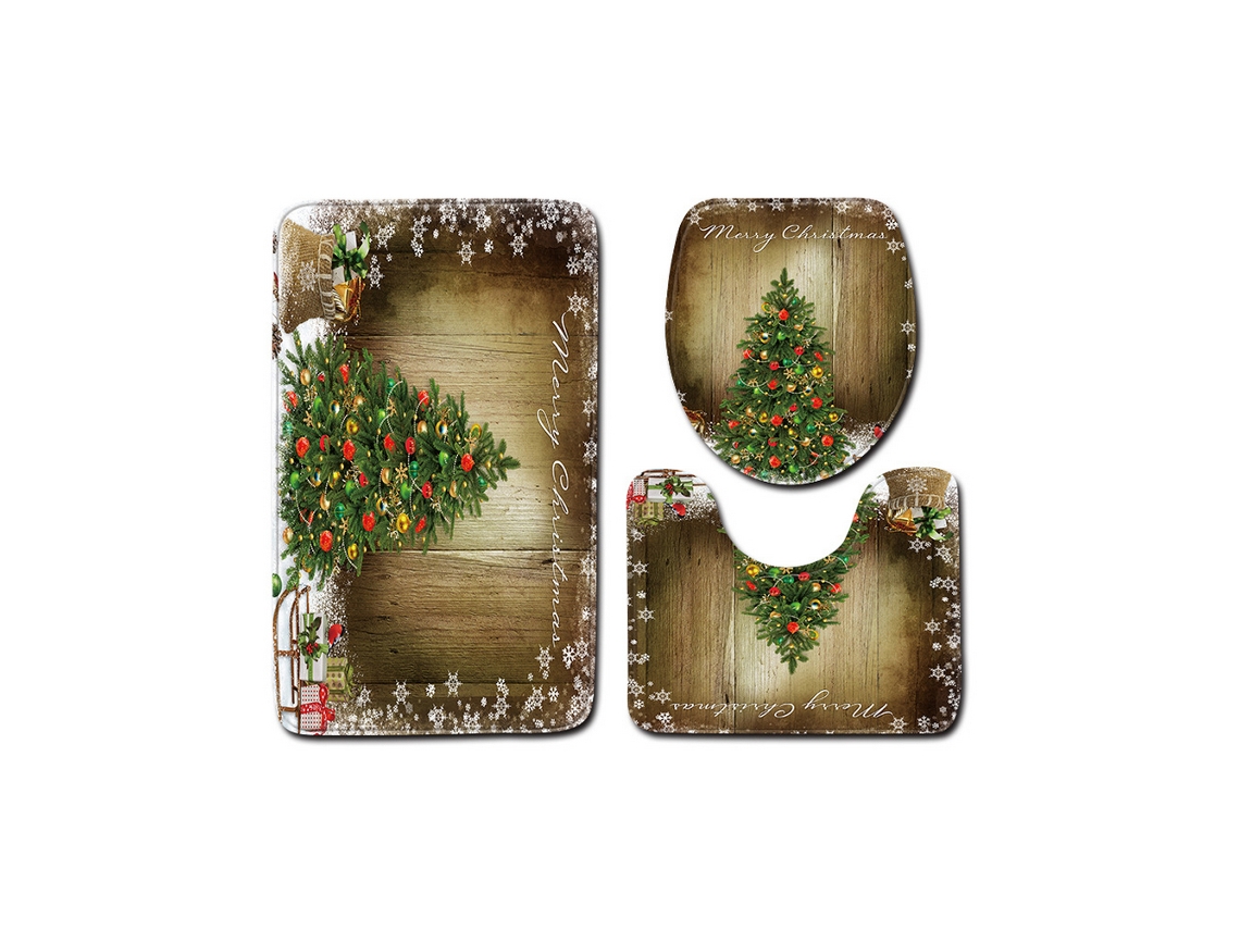 Juego de 3 alfombrillas antideslizantes para baño - Nieve