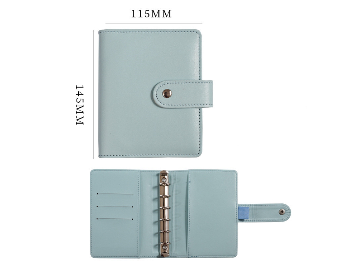 Cuaderno A7 De Piel Sintética Con 6 Agujeros, Color Macarrón (cubierta Azul)