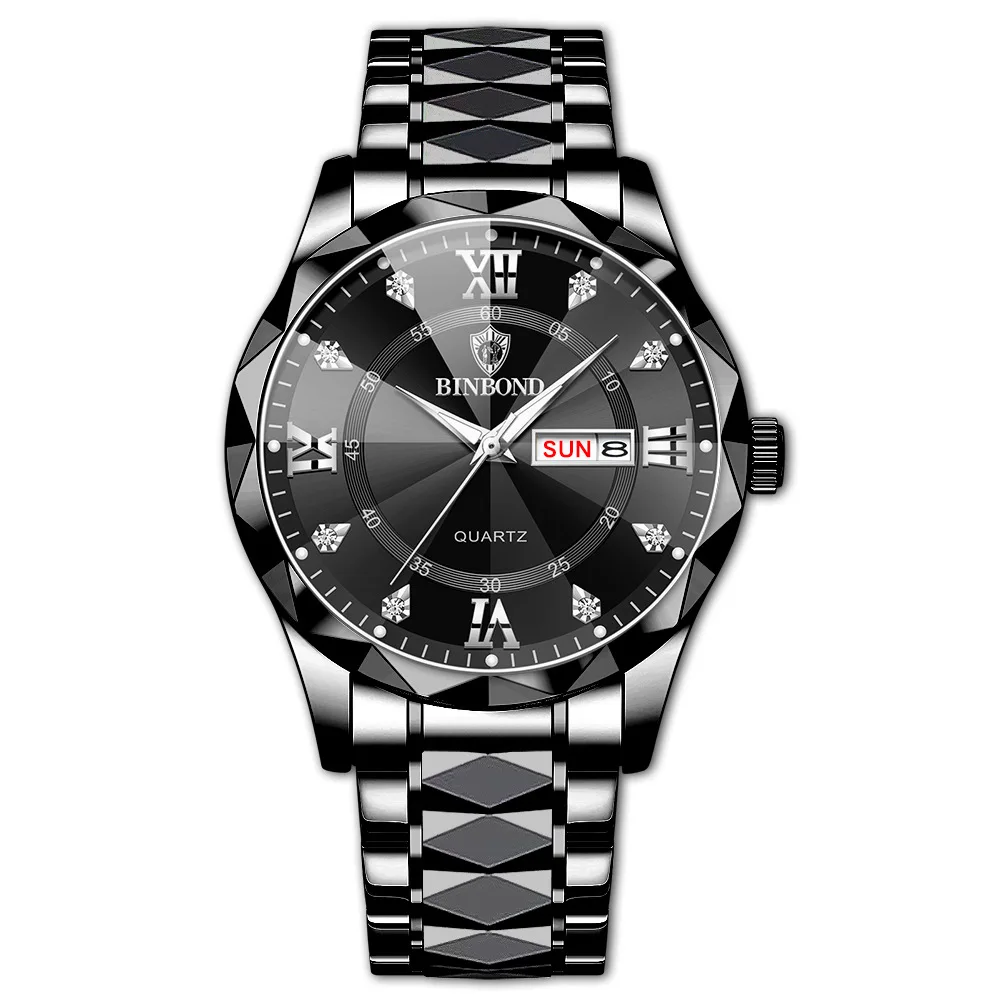 Reloj Deportivo Para Hombre, Resistente Al Agua, Con Indicador De Día Y Fecha (negro, Agujas Plateadas).