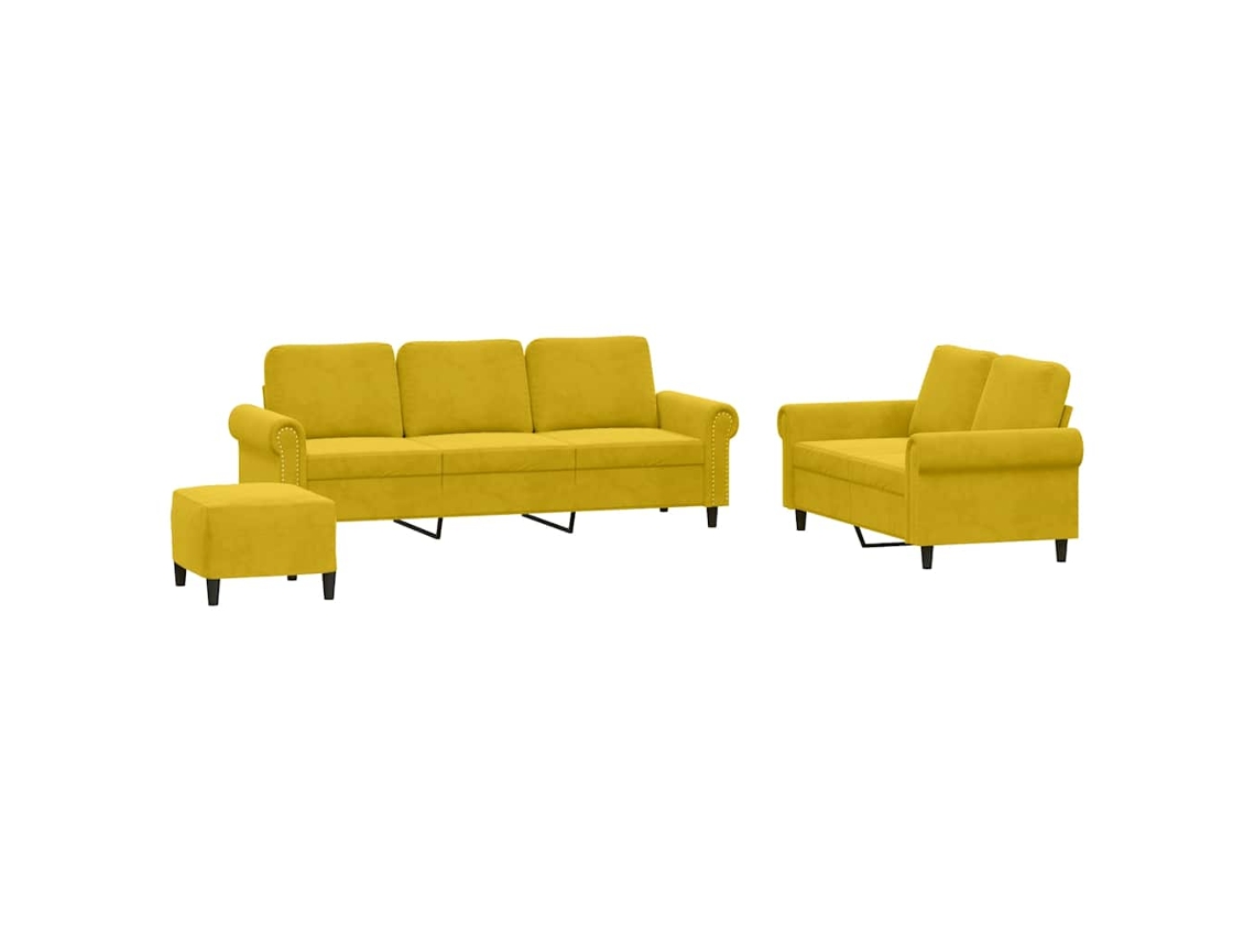 Maison Exclusive - Juego De Sofás Con Cojines 3 Piezas Terciopelo Amarillo