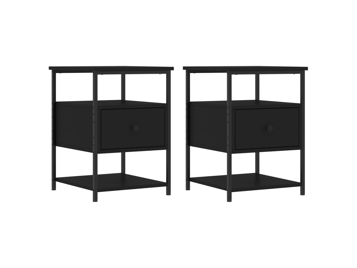 Maison Exclusive - Mesitas De Noche 2 Uds Madera De Ingeniería Negro 40x42x56 Cm