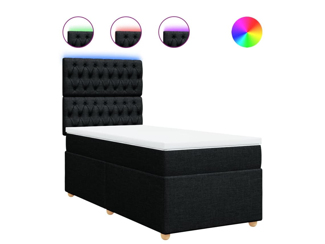 Maison Exclusive - Cama Box Spring Con Colchón Tela Negro 90x200 Cm