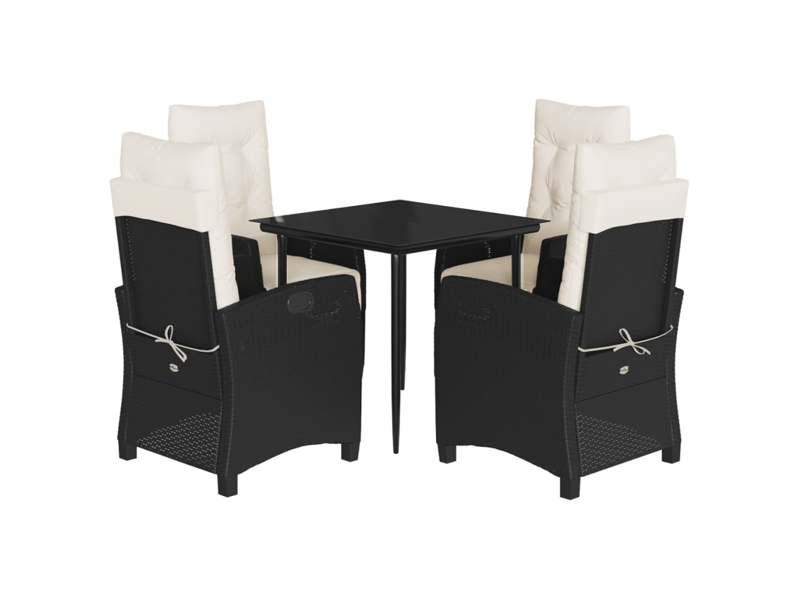 Maison Exclusive - Set De Muebles Jardín 5 Pzas Con Cojines Ratán Sintético Negro