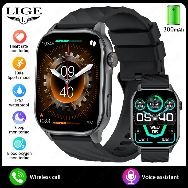 (negro) Smartwatch, Pantalla Amoled De 2.01 Pulgadas, Llamada Bluetooth, Monitoreo De Salud, Resistente Al Agua, Deportivo