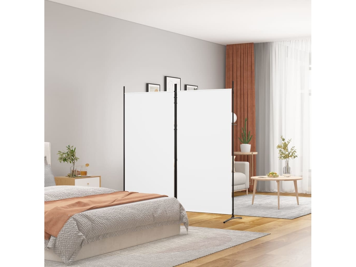 Separador de ambientes | Separador de ambientes de 2 paneles 175x180 cm tela blanca wsd707518 Adorável Casa
