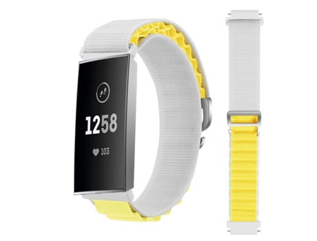 Correa Loop Alpine para Fitbit by Google Charge 3 Blanco y Amarillo