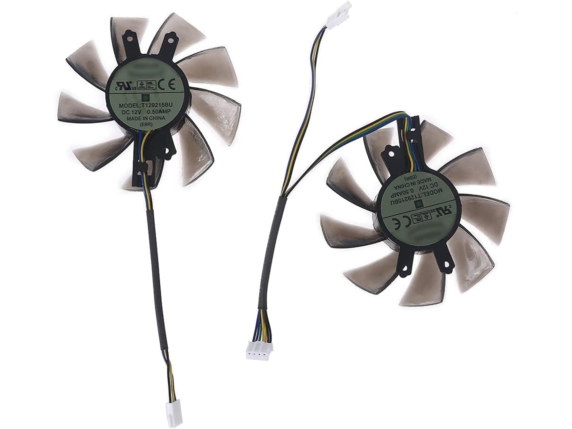 Paquete De 2 Ventiladores Vga T129215bu De 75 Mm Para Tarjeta Gráfica 1060 Kfa2, 4 Pines, 12 V, 0,50 A