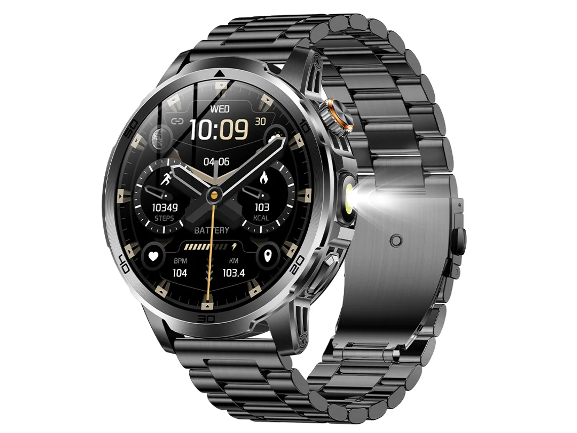 Reloj inteligente AK95 para hombre, batería de 1000 mAh, pantalla HD de 1,85 pulgadas, brújula, IP68 (negro)