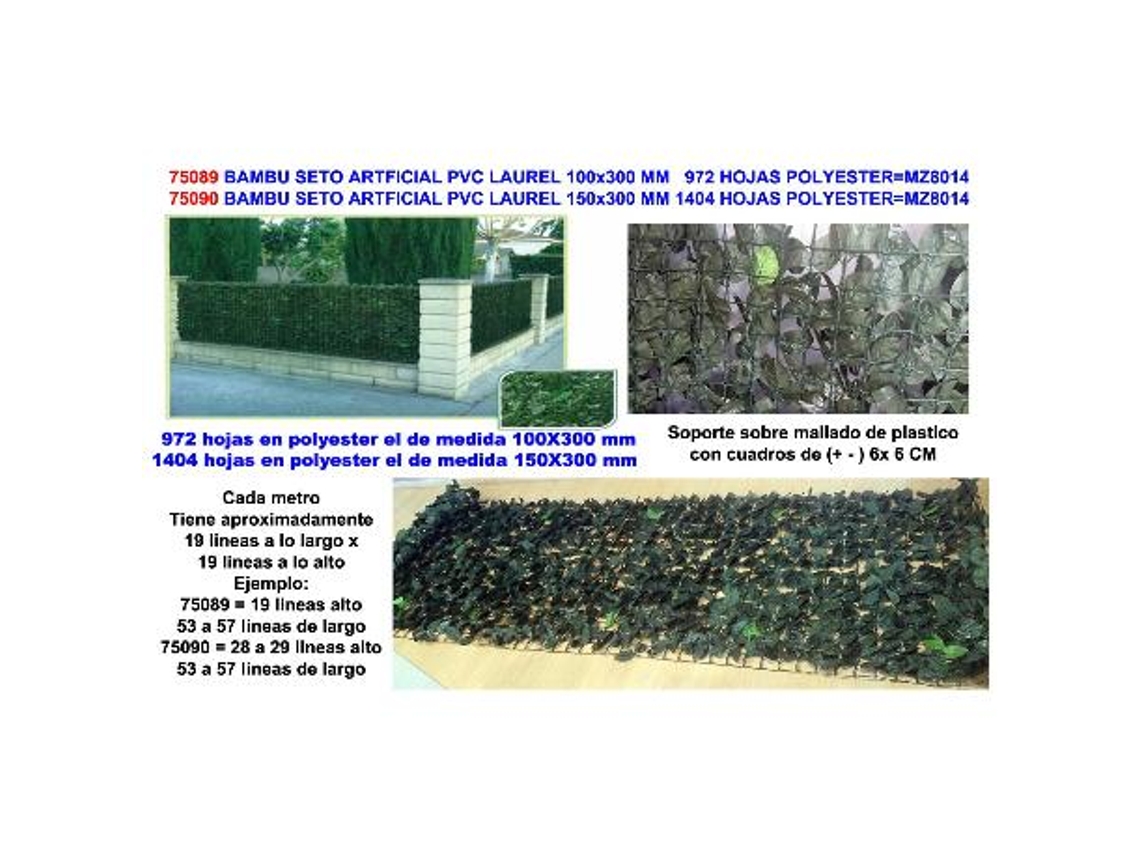 Bambu seto artf.pvc laurel 150x300 mm 1404 hojas polyest mz8014