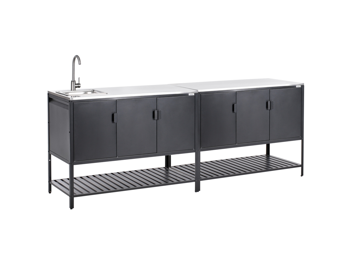 Cocina de jardín Beliani Maenza de acero negro 240x60x127