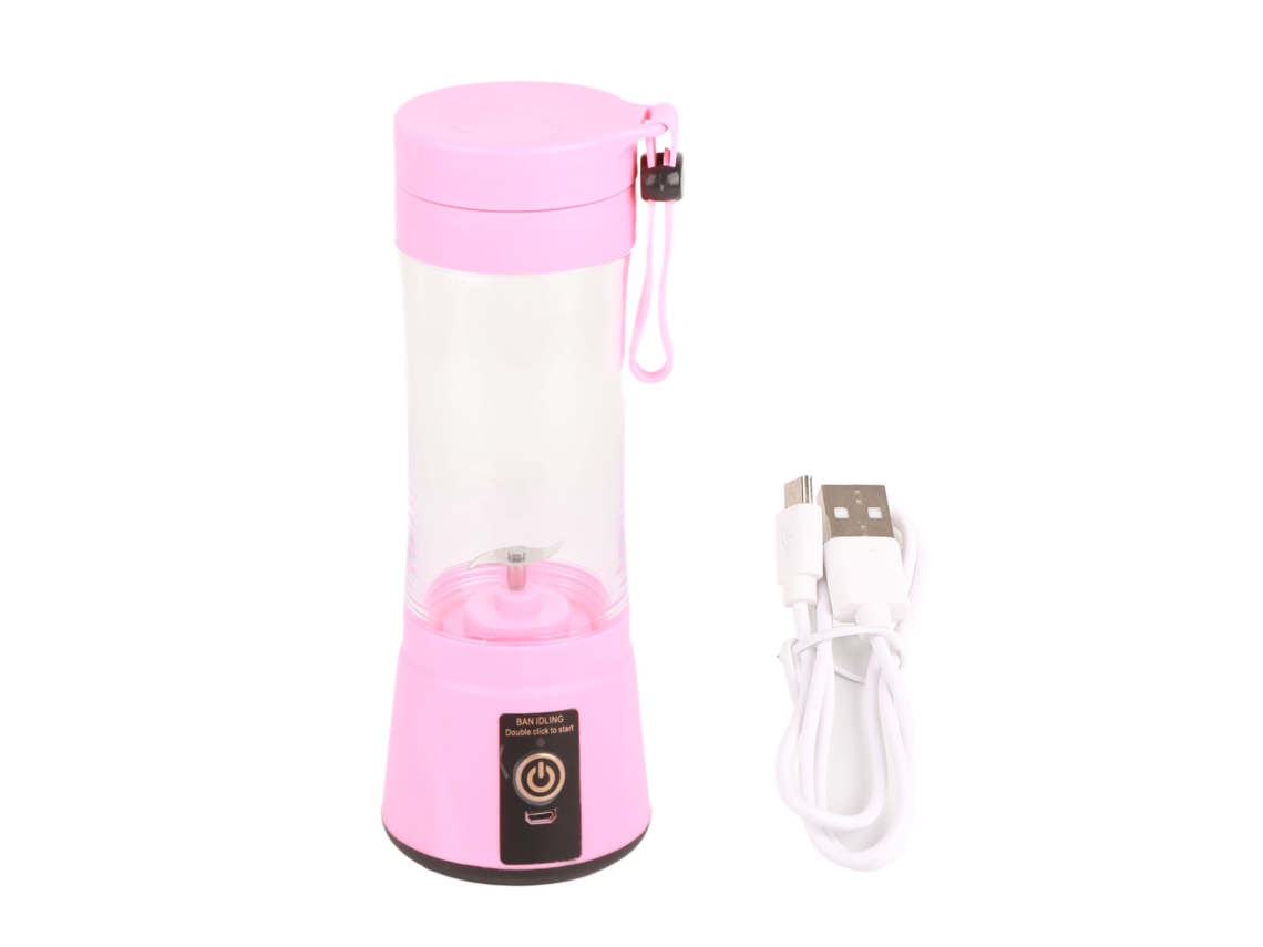 Exprimidor portátil rosa de dos hojas con cuchillas de acero inoxidable de plástico de 2000 mAh, recargable para el hogar, licuadora de jugo.