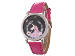 Reloj De Pulsera Unisex Informal De Piel Sintética Con Movimiento De Cuarzo Para Parejas (rojo Rosa)
