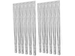 Juego de 2 flecos plateados brillantes para cortina de lluvia, ideales para decoración Gokoco