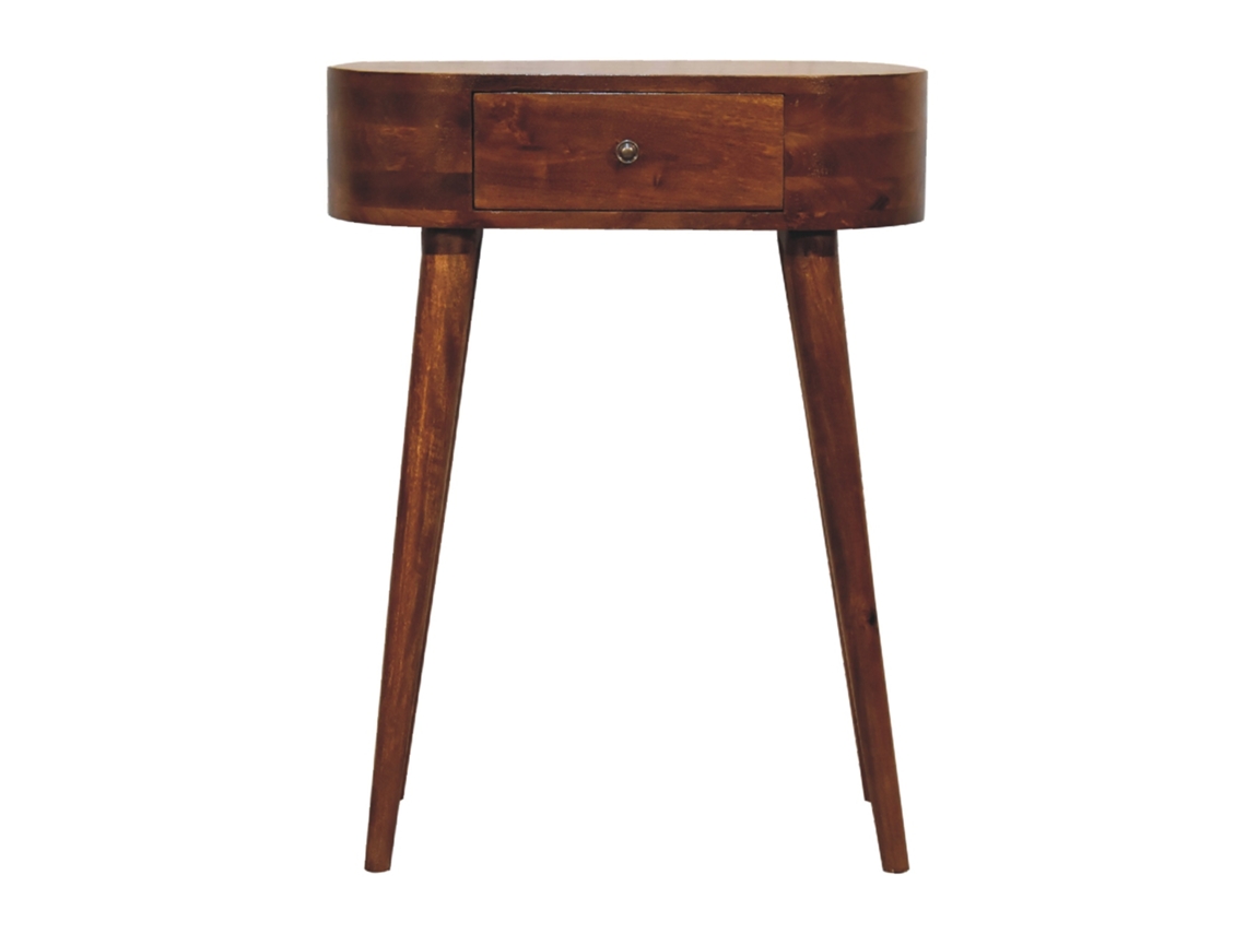 Consola Mini Albion de madera maciza de castaño, 1 cajón, marrón oscuro, ARTISAN FURNITURE EST 1995 TM