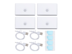 2026-4pcs Luz Nocturna Led Con Sensor De Movimiento 2700k Usb-c Recargable Magnética Doble Luz Para Pasillos Escaleras Dormitorio