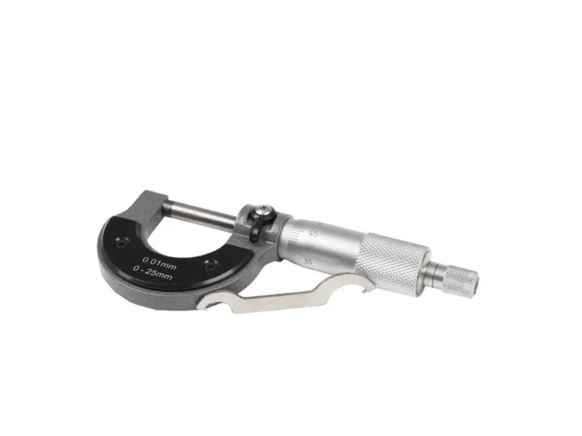 Micrómetro Con Precisión De 0-25 Mm, Exactitud De 0,01 Mm, Protección Térmica, Mango Cómodo Y Construcción De Acero Duradera Para Mediciones.