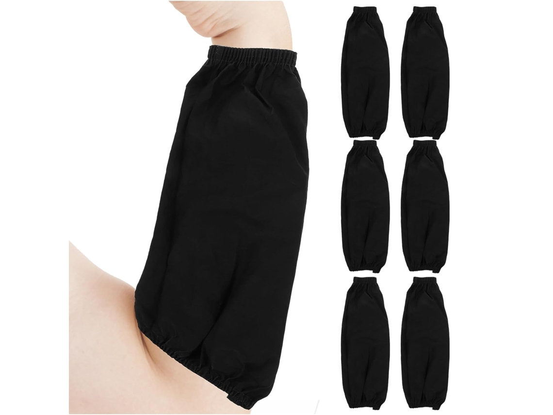 Juego De 3 Pares De Mangas Impermeables Negras Para Brazos Con Puños Elásticos.