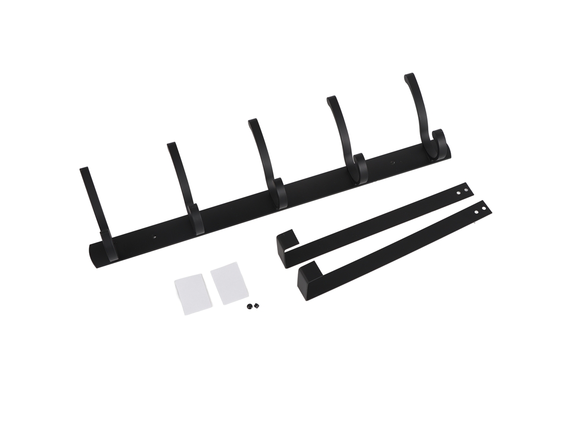Gancho De Pared Moderno Minimalista De Aluminio Grueso, Negro, 5 Ganchos Para Puerta De Baño, Ropa