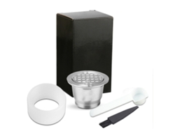 Cápsula De Café Reutilizable, De Acero Inoxidable 304, Compatible Con Nespresso, Con Cepillo, Cuchara Y Anillo De Presión.
