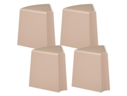 Conjunto De 4 Tamboretes De Jardim Beliani Evros De Abs (material Sintético Duradouro) Creme 43x35x45