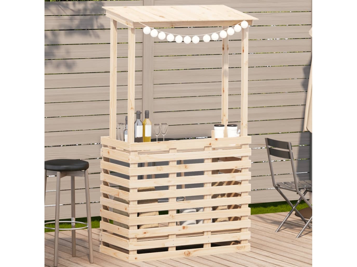 Mesa de bar para exterior con techo, 112,5 x 57 x 195,5 cm, madera maciza, DKD HOME DECOR