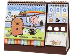 Calendario De Escritorio De Pie - Planificador De Dibujos Animados Con Diseño De Capibara Mensual De De 2026