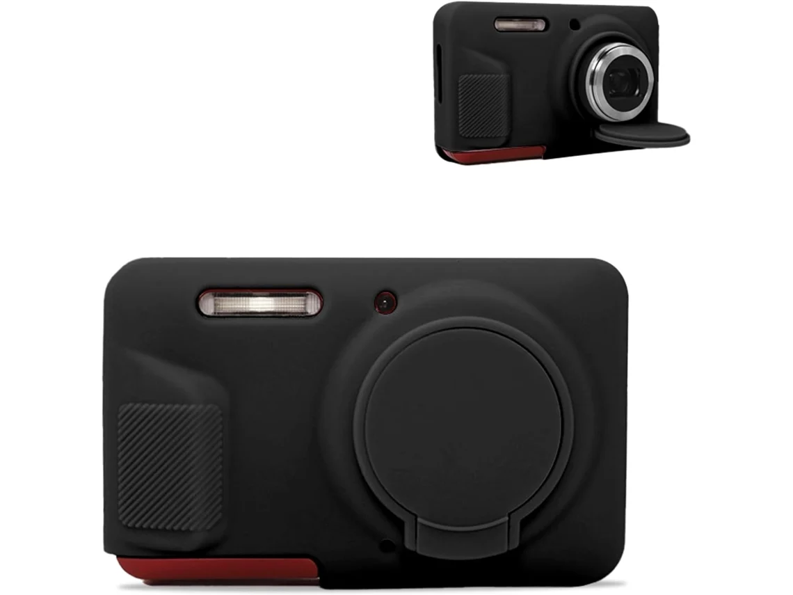 Funda de silicona para Kodak Pixpro Fz55 con tapa de lente extraíble, negra, GERTIZ