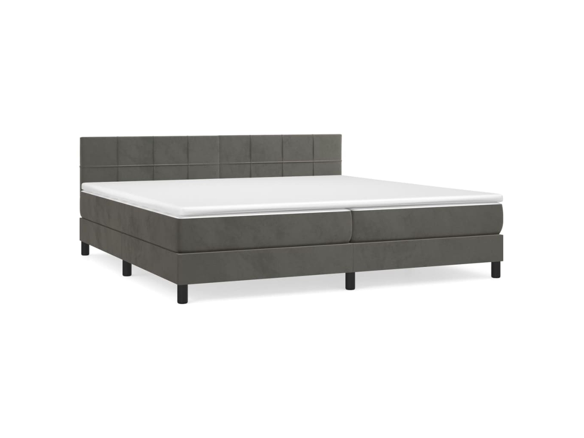 Maison Exclusive - Cama Box Spring Con Colchón Terciopelo Gris Oscuro 200x200 Cm