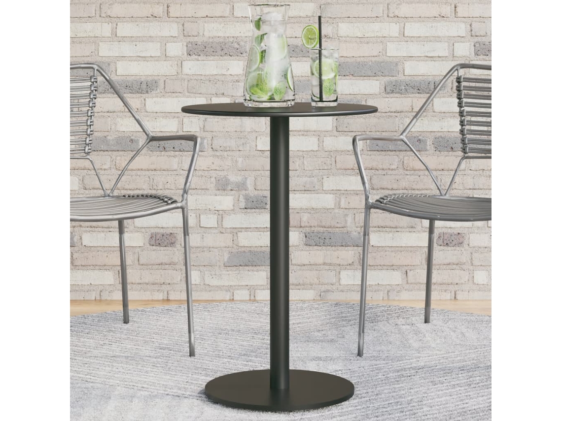 Mesa De Jardín Mesa Redonda De Exterior Ø50x72 Cm Acero Negro Lovely Home