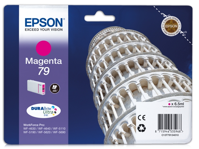 Cartucho de tinta original EPSON 79, Torre de Pisa 6,5 ml , Magenta, L, C13T79134010, T7913
