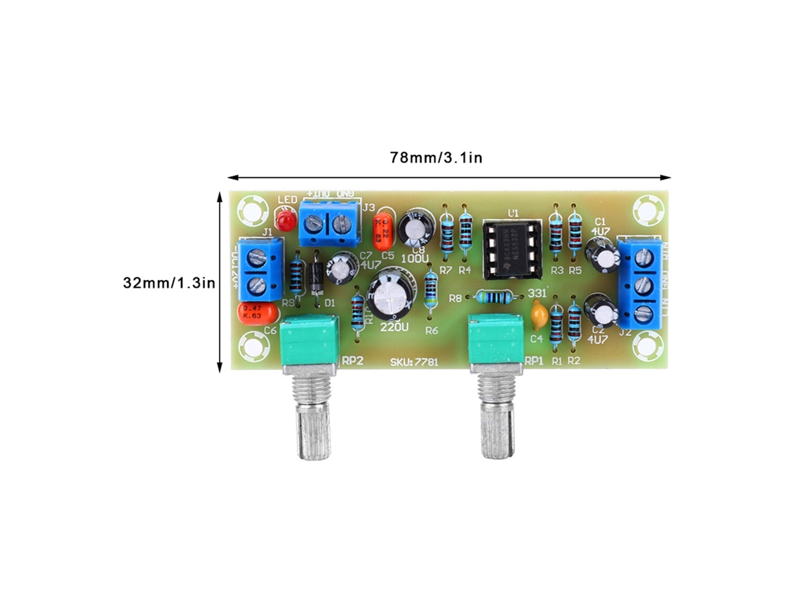 Módulo preamplificador con filtro paso bajo de alta calidad y control de volumen para subwoofer (12 V DC)