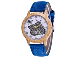 Reloj De Pareja Vintage Con Patrón De Abeja Acero Cuarzo Canvas Azul Zhoulianfa