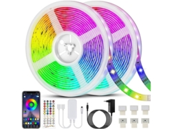 2026-tira Led Rgb 5050 20m (10m*2) Flexível Luz Multicolor Control Remoto App Música Interior