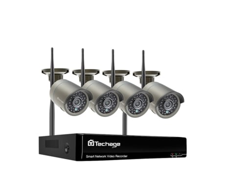 Sistema de Vigilancia SLOWMOOSE P2P 8Ch 3Mp Inalámbrico Wi-Fi y Grabación de Audio (8 Canales Nvr y 4 Cámaras-771 - 3T)