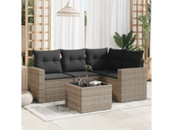 Conjunto de sofás de jardín de 5 piezas DKD Home Decor con cojines de mimbre gris