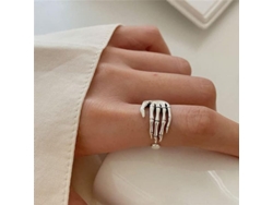 2026-anillo De Mano De Esqueleto Para Mujer Anillo Punk Emo Ajustable Regalo De Joyería