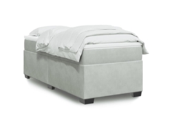 Cama Box Spring Con Colchón Terciopelo Gris Claro 100x200 Cm