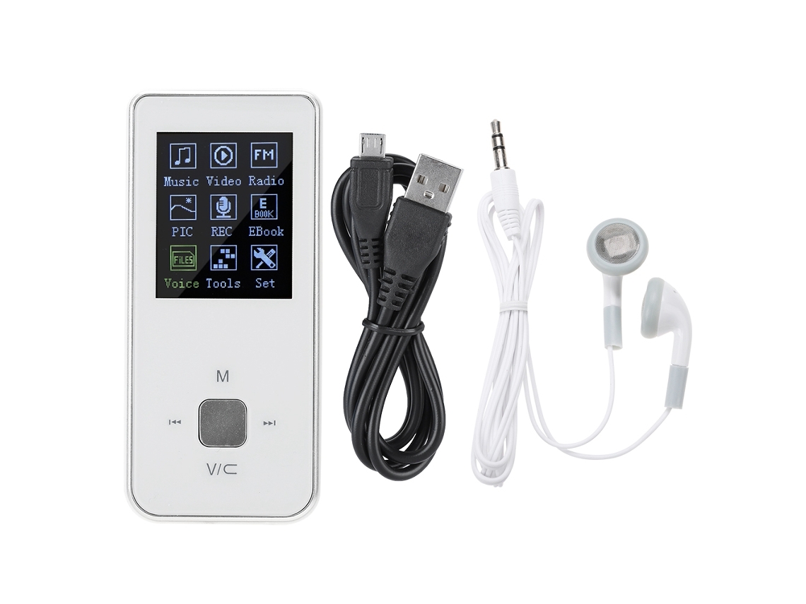 Reproductor De Música Mp4 Mini Portátil De Dibujos Animados Con Tarjeta Tf Amv Mp3 Auricular Blanco