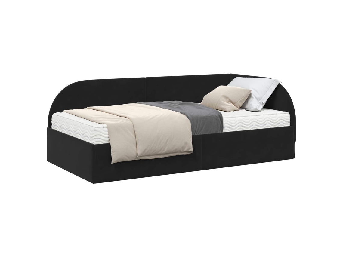 Maison Exclusive - Estructura De Cama Esquina Con Colchón 2 Pcs Negro Terciopelo