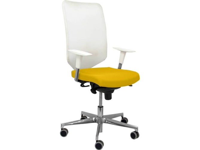 Silla de Escritorio Operativa PYC Ossa B Amarillo con ruedas antiarañazos (Brazos Ajustables - Malla)