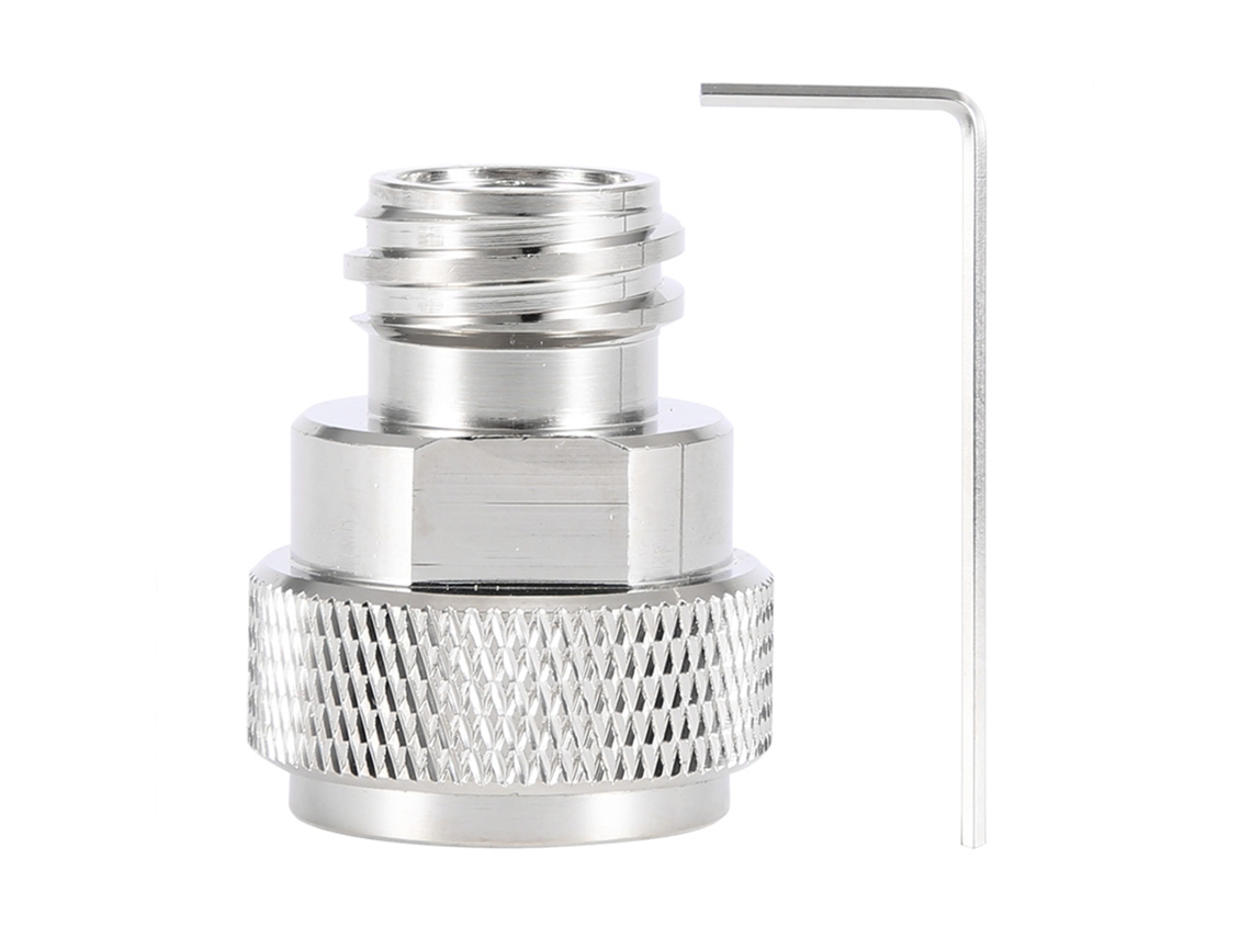Adaptador De Co2 De Latón Para Conversión De Tanque/cartucho, Repuesto, Plateado, Con Llave En Forma De L.